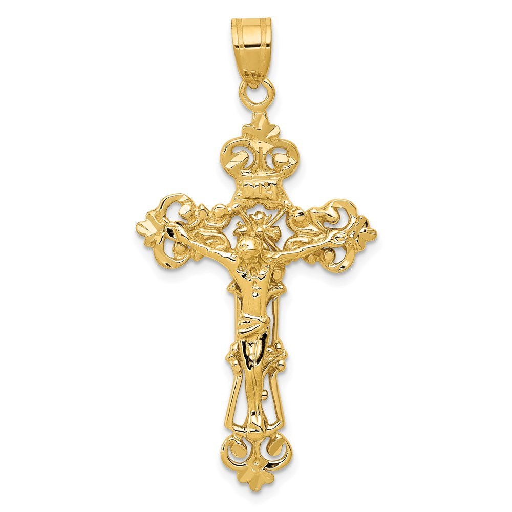 14k Inri Fleur De Lis Crucifix Pendant 450$